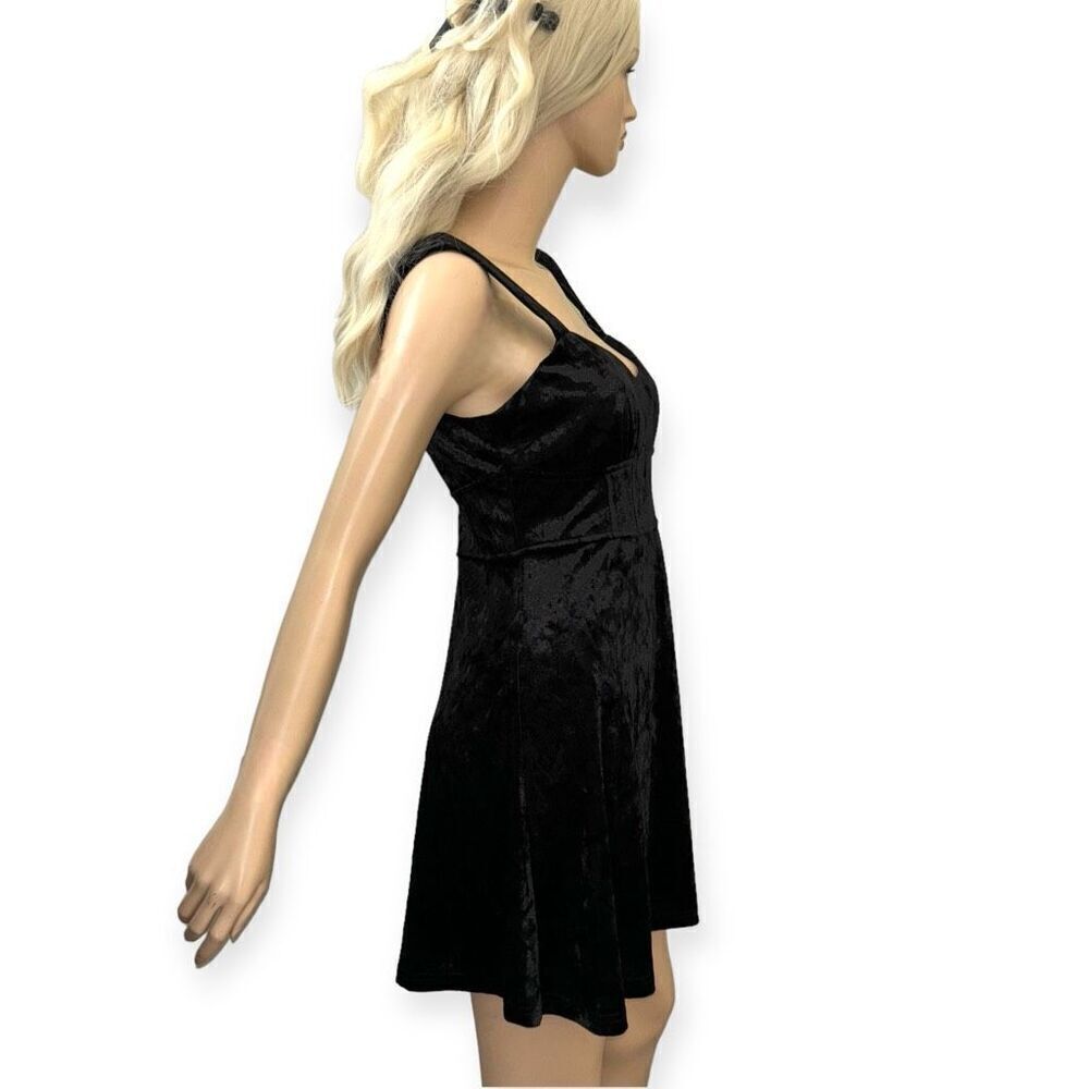 LUSH Crushed Velvet Retro Minidress In Black Size Large NEW - Picture 7 of 15